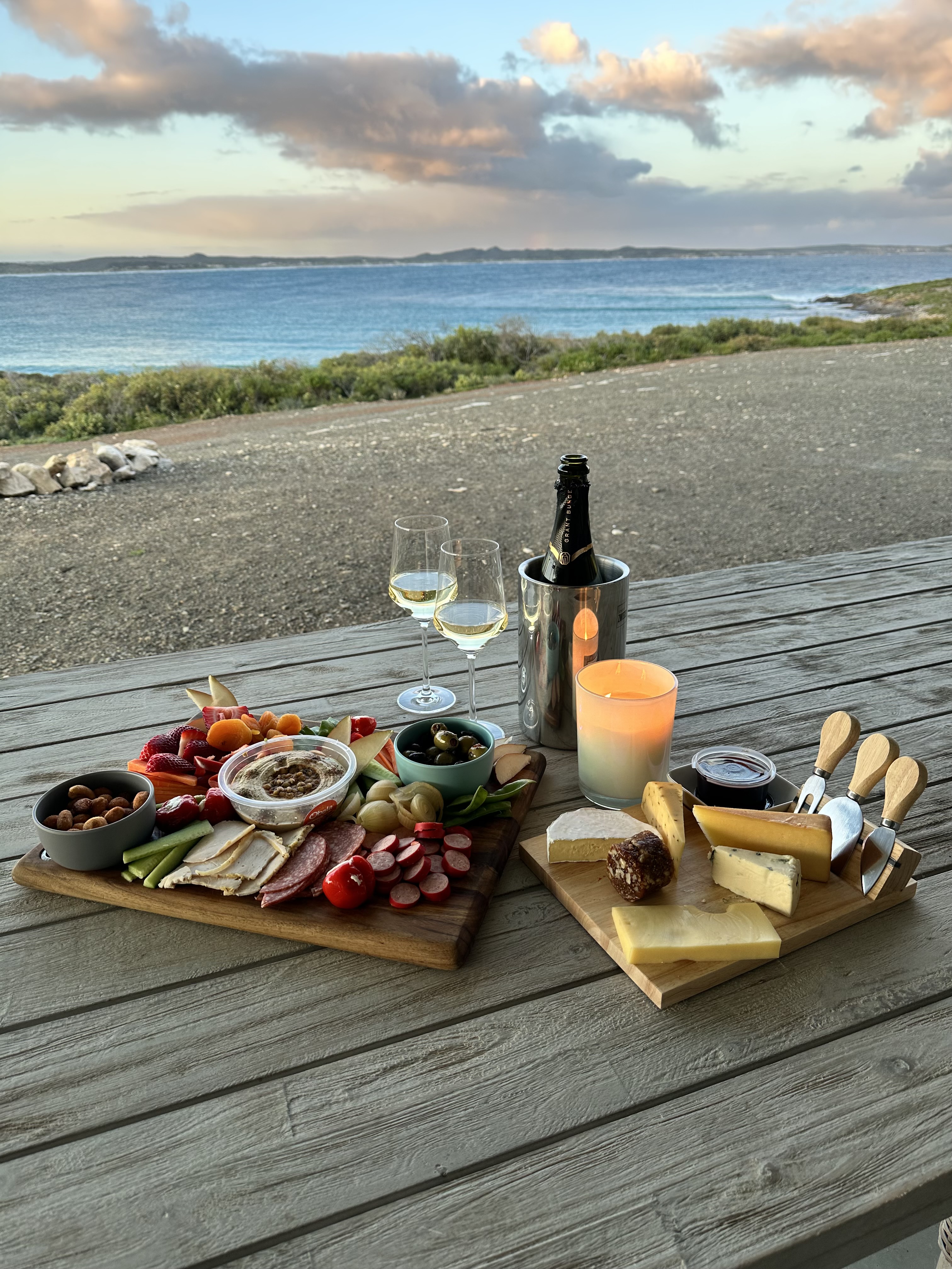 Enjoy a platter & wine overlooking Vivonne Bay